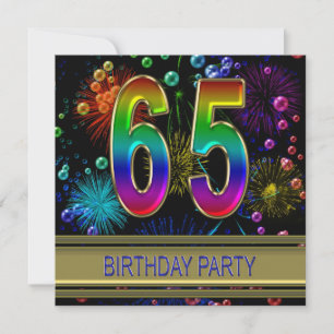 65th Birthday party Invitation with bubbles