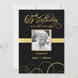 65th Birthday Party Invitations - Photo Optional