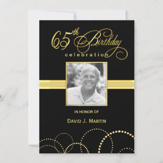 65th Birthday Party Invitations - Photo Optional