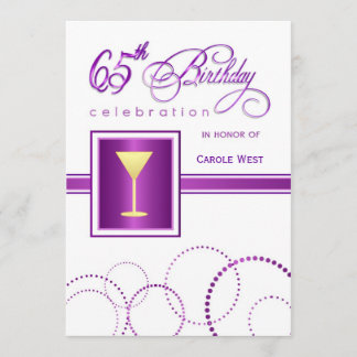 65th Birthday Party Invitations - with Monogram
