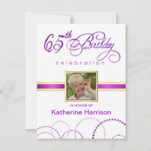 65th Birthday Party Invitations - with Monogram