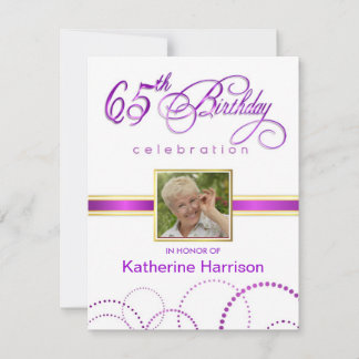 65th Birthday Party Invitations - with Monogram
