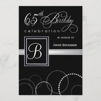 65th Birthday Party Invitations - with Monogram