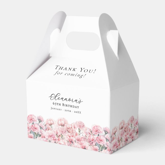 65th Birthday Party January Birth Month Flower  Favour Box (Back Side)