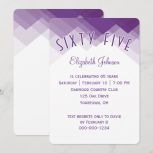65th Birthday Party Purple and White Border Invitation