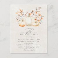 65th Birthday Party White Pumpkin Fall Leaves