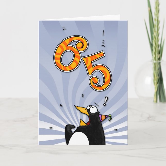 65th Birthday - Penguin Surprise Card (Front)
