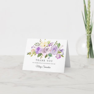 65th Birthday Pretty Purple Rose Floral Thank You Card