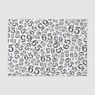 65th Birthday Random Number Pattern Black/White Tissue Paper