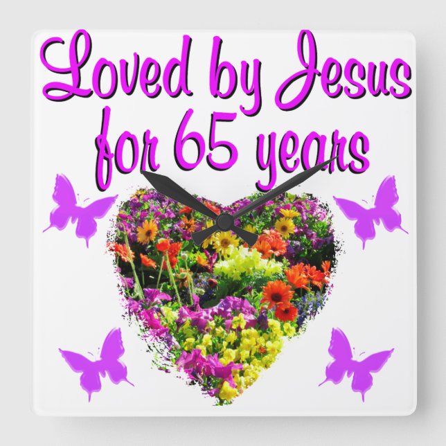 65TH BIRTHDAY RELIGIOUS SQUARE WALL CLOCK (Front)