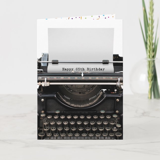 65th Birthday Retro Typewriter Card (Front)