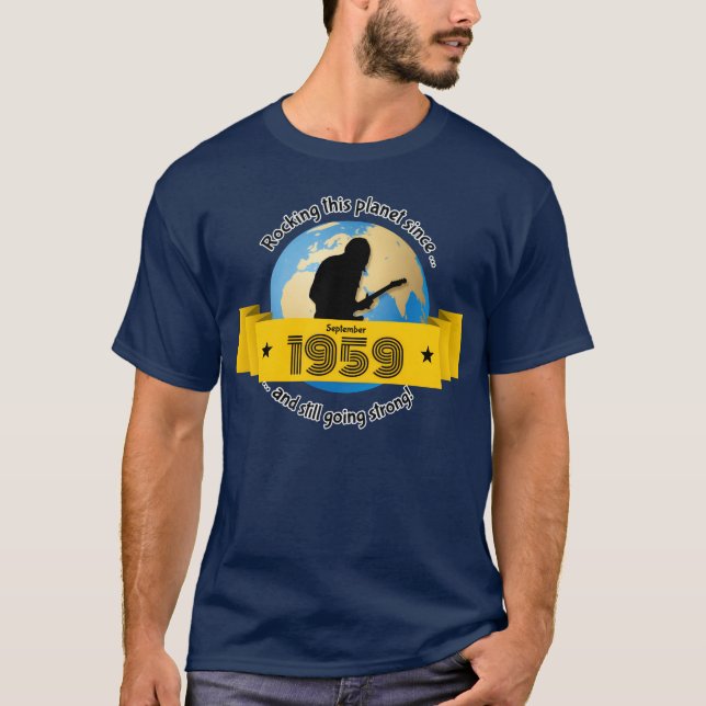 65th birthday Rocking this planet since 091959 ret T-Shirt (Front)