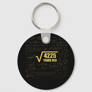 65th Birthday Square Root of 4225 65 Years Old Key Ring