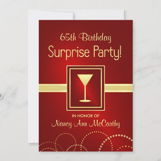 65th Birthday Surprise Party Invitations (Front)