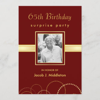 65th Birthday Surprise Party - Photo Optional Invitation