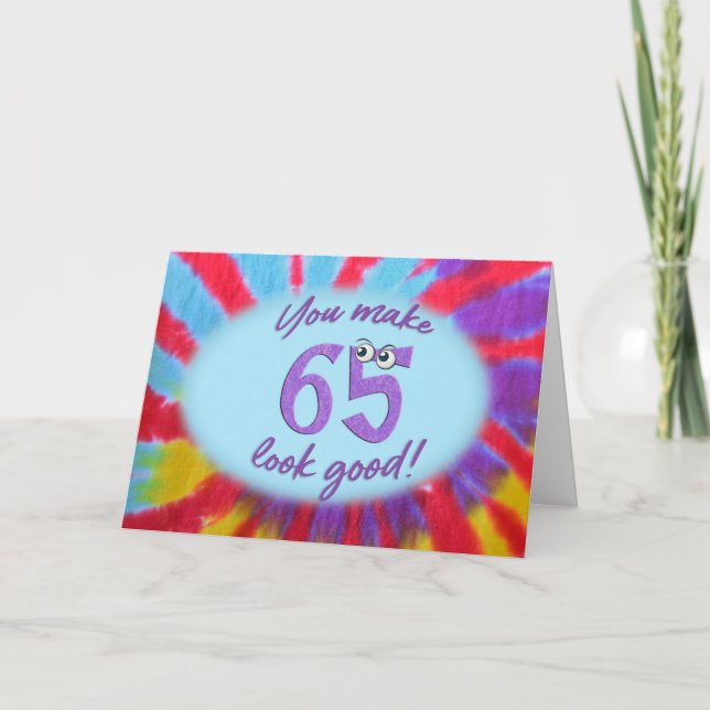 65th birthday tie dye frame card (Front)