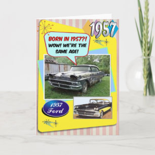 65th Birthday! Wow, same age as this 1957 Chevy! Card