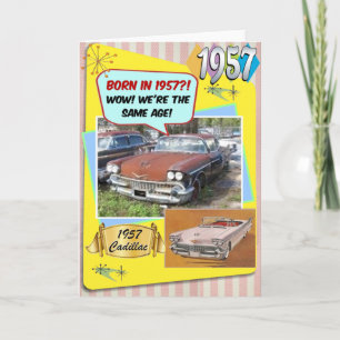 65th Birthday! Wow, same age as this 1957 Chevy! Card