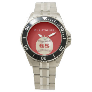 65th Birthday Wrist Watch, Personalised, Baseball Watch