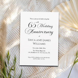 65th Blue Sapphire Wedding Anniversary Elegant Invitation