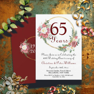 65th Blue Sapphire Wedding Anniversary Roses  Invitation