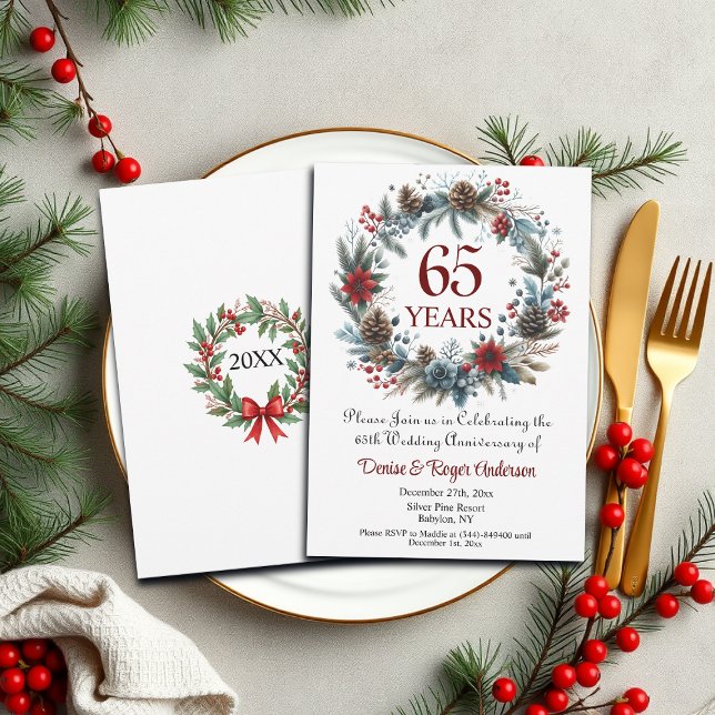65th Blue Sapphire Wedding Anniversary Winter Invitation (Creator Uploaded)