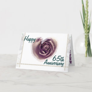 65th Happy Wedding Anniversary - Purple Rose Heart Card