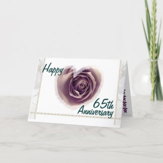65th Happy Wedding Anniversary - Purple Rose Heart Card