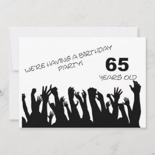 65th party invitation with cheering crowds