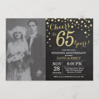 65th Wedding Anniversary Chalkboard Black and Gold