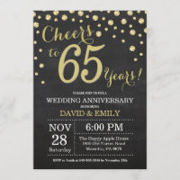 65th Wedding Anniversary Chalkboard Black and Gold