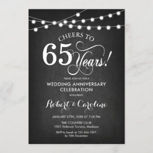 65th Wedding Anniversary - Chalkboard Black White Invitation