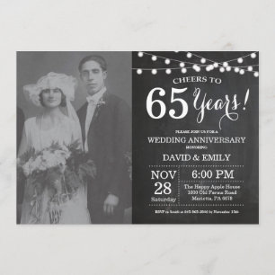 65th Wedding Anniversary Chalkboard Photo Invitation