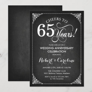 65th Wedding Anniversary - Gold White Invitation