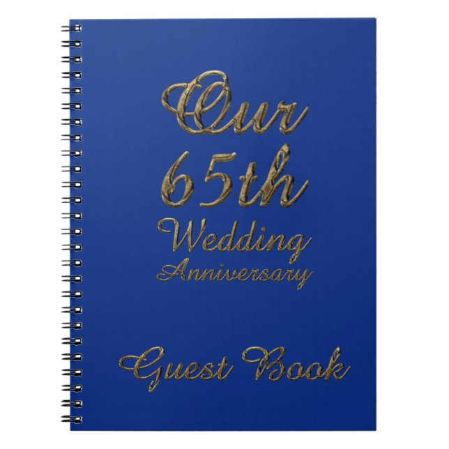 65th Wedding Anniversary Guest Book Blue Sapphire (Front)