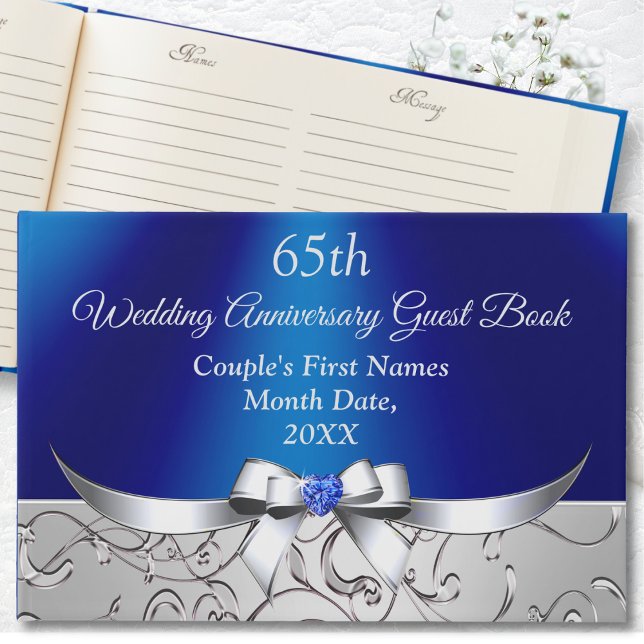 65th Wedding Anniversary Guest Book, SAPPHIRE Guest Book (65th wedding anniversary ideas for parents. Personalized, 65th wedding anniversary party supplies.)