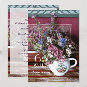 65th Wedding Anniversary Invitation Vintage Teapot