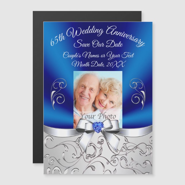 65th Wedding Anniversary Magnetic Save the Dates Invitation (Front/Back)