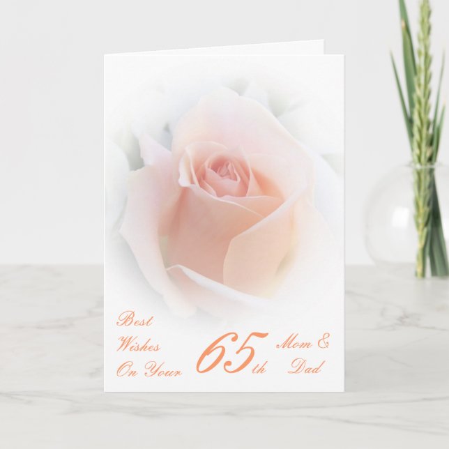 65th Wedding Anniversary Mum & Dad Pink Rose Card (Front)