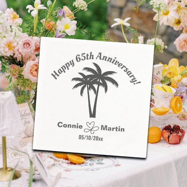 65th Wedding Anniversary Palm Trees Napkin (Creator Uploaded)