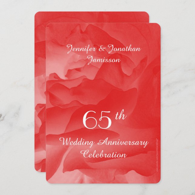 65th Wedding Anniversary Party Invitation, Rose Invitation (Front/Back)