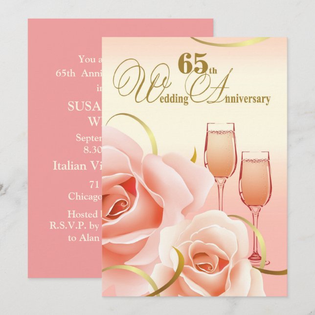 65th Wedding Anniversary Party Invitations (Front/Back)