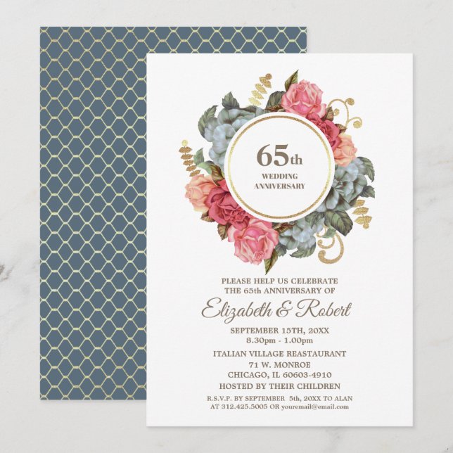 65th Wedding Anniversary Party Invitations (Front/Back)