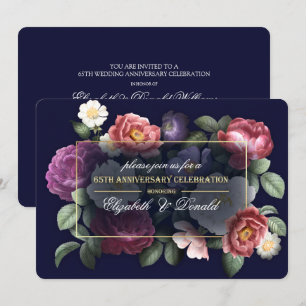 65th Wedding Anniversary Party Vintage Floral Invitation