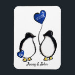 65th wedding anniversary penguin gift magnet<br><div class="desc">65th wedding anniversary husband and wife penguin personalised gift magnet. A fun and modern affordable gift for couples or parents who have been married for sixty-five years. The magnet shows a penguin couple with a heart balloon which reads "65" and is navy to match the gem for this anniversary- sapphire....</div>