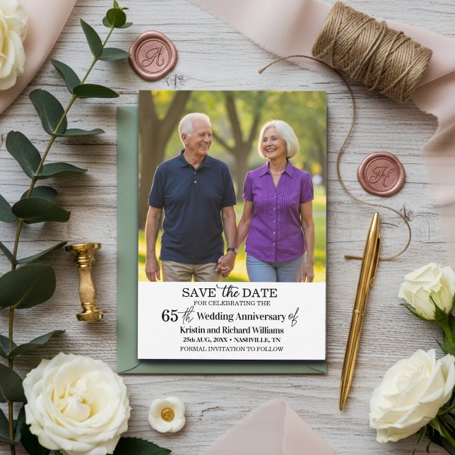 65th Wedding Anniversary Save the Date Photo Card (Creator Uploaded)