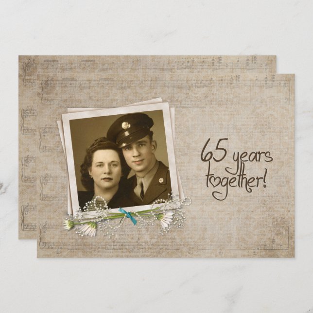 65th Wedding Anniversary Vow Renewal Invitation (Front/Back)