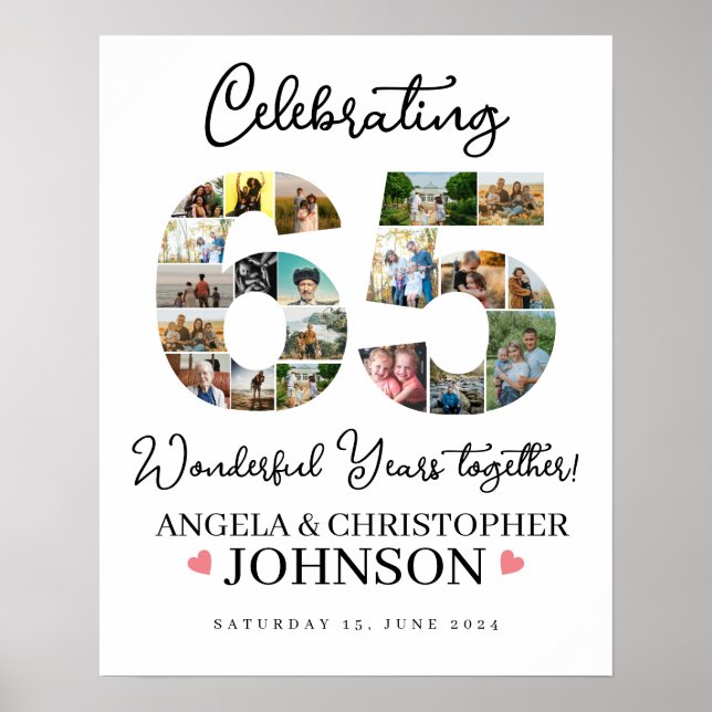 65th years of marriage Anniversary Photo Collage Poster (Front)
