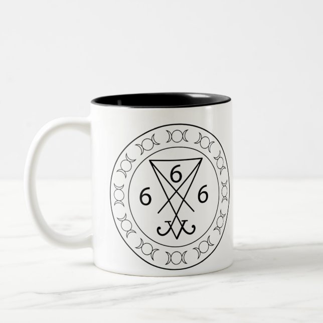 666 Lucifers sigil Black Two-Tone Coffee Mug (Left)