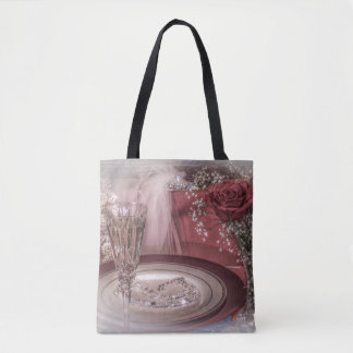 6679-Bride's Seat w/Veil, Champagne, Rose Tote Bag